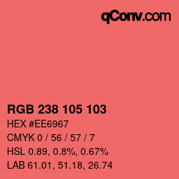 カラーコード: RGB 238 105 103 | qconv.com