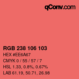 Color code: RGB 238 106 103 | qconv.com