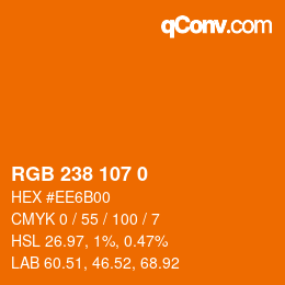 Código de color: RGB 238 107 0 | qconv.com