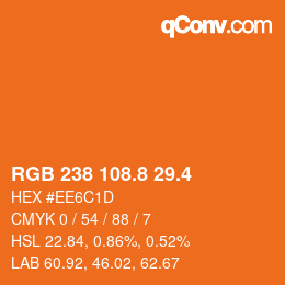カラーコード: RGB 238 108.8 29.4 | qconv.com