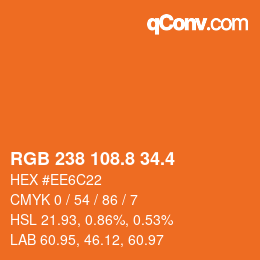 カラーコード: RGB 238 108.8 34.4 | qconv.com