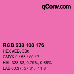 カラーコード: RGB 238 108 176 | qconv.com