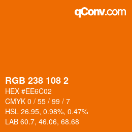 Farbcode: RGB 238 108 2 | qconv.com