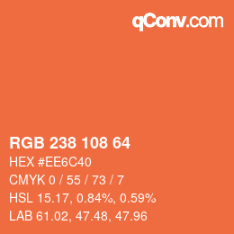 Color code: RGB 238 108 64 | qconv.com