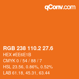 カラーコード: RGB 238 110.2 27.6 | qconv.com