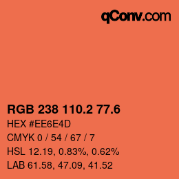 カラーコード: RGB 238 110.2 77.6 | qconv.com