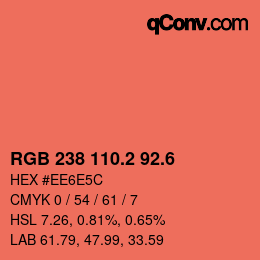 カラーコード: RGB 238 110.2 92.6 | qconv.com