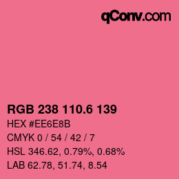 カラーコード: RGB 238 110.6 139 | qconv.com
