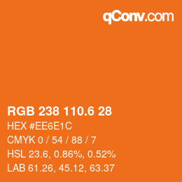 カラーコード: RGB 238 110.6 28 | qconv.com