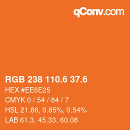 カラーコード: RGB 238 110.6 37.6 | qconv.com
