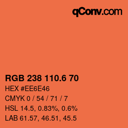 カラーコード: RGB 238 110.6 70 | qconv.com