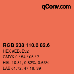 カラーコード: RGB 238 110.6 82.6 | qconv.com