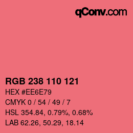 Color code: RGB 238 110 121 | qconv.com