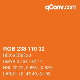 颜色代码: RGB 238 110 32 | qconv.com