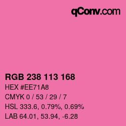 Color code: RGB 238 113 168 | qconv.com
