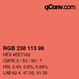 Color code: RGB 238 113 98 | qconv.com