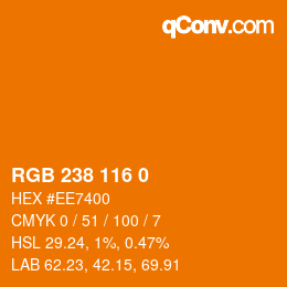 Color code: RGB 238 116 0 | qconv.com