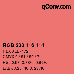 Color code: RGB 238 116 114 | qconv.com