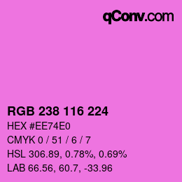 カラーコード: RGB 238 116 224 | qconv.com