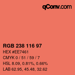 Color code: RGB 238 116 97 | qconv.com