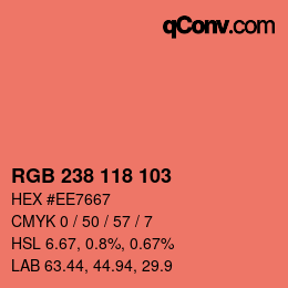 カラーコード: RGB 238 118 103 | qconv.com