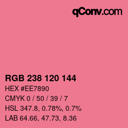 Color code: RGB 238 120 144 | qconv.com