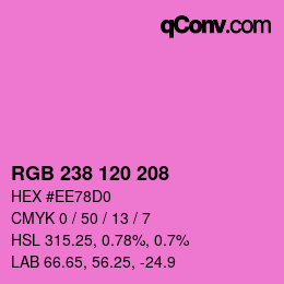Color code: RGB 238 120 208 | qconv.com