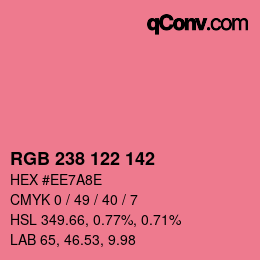 Color code: RGB 238 122 142 | qconv.com