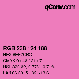 Color code: RGB 238 124 188 | qconv.com