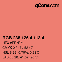 カラーコード: RGB 238 126.4 113.4 | qconv.com