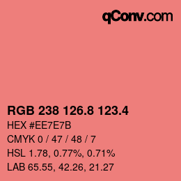 カラーコード: RGB 238 126.8 123.4 | qconv.com