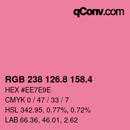 カラーコード: RGB 238 126.8 158.4 | qconv.com