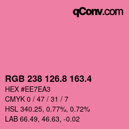 カラーコード: RGB 238 126.8 163.4 | qconv.com