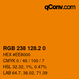 カラーコード: RGB 238 128.2 0 | qconv.com