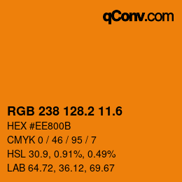 カラーコード: RGB 238 128.2 11.6 | qconv.com