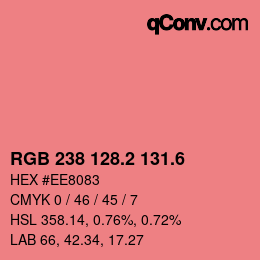 カラーコード: RGB 238 128.2 131.6 | qconv.com
