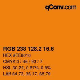 カラーコード: RGB 238 128.2 16.6 | qconv.com