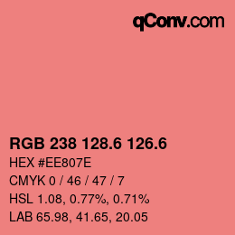 カラーコード: RGB 238 128.6 126.6 | qconv.com