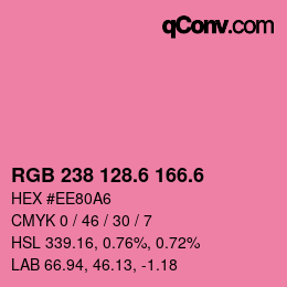 カラーコード: RGB 238 128.6 166.6 | qconv.com