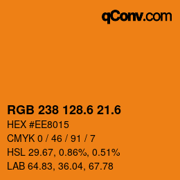 カラーコード: RGB 238 128.6 21.6 | qconv.com