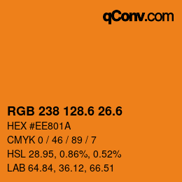 カラーコード: RGB 238 128.6 26.6 | qconv.com