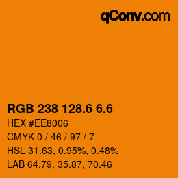 カラーコード: RGB 238 128.6 6.6 | qconv.com