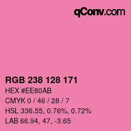 カラーコード: RGB 238 128 171 | qconv.com