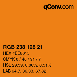 Color code: RGB 238 128 21 | qconv.com