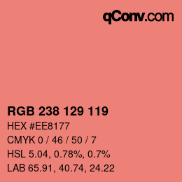 Color code: RGB 238 129 119 | qconv.com