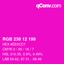 Color code: RGB 238 12 199 | qconv.com
