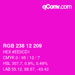 Color code: RGB 238 12 209 | qconv.com