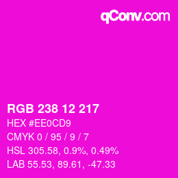 カラーコード: RGB 238 12 217 | qconv.com