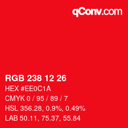 Color code: RGB 238 12 26 | qconv.com