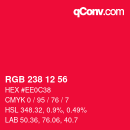 Color code: RGB 238 12 56 | qconv.com